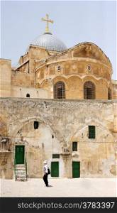 Dome and the cells on the roof of the Church of the Holy Sepulchre in Jerusalem