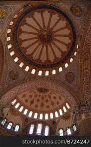 Dome inside Blue mosque in Istanbul, Turkey