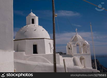 Dome of church in Santorini Greece