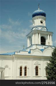Dome of orthodox church. Svyatogorsk laurels. Ukraine