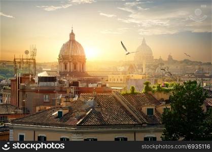Dome of Rome historic architecture closeup, Italy