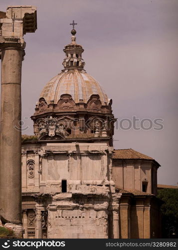 Dome of San Luca e Santa Martina church in Rome Italy