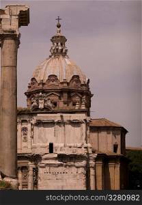 Dome of San Luca e Santa Martina church in Rome Italy