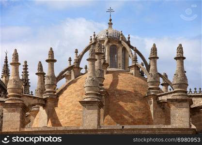 Dome of the 15-16th century Cathedral of Seville in Spain, Andalusia region.