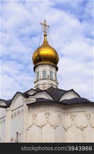 Dome of the Church of Trinity-Sergius Monastery in Sergiev Posad near Moscow. Golden Ring of Russia