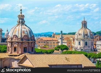 Domes in Rome historic architecture close up, Italy