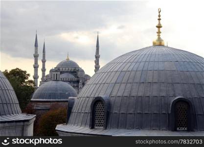 Domes of Aya Sophya and blue mosque in Istanbul, Turkey
