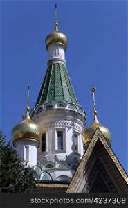 Domes of old orthodox church in Sophia, Bulgaria