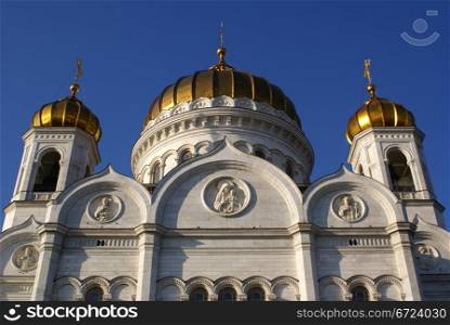 Domes of Russian cathedral in Moscow