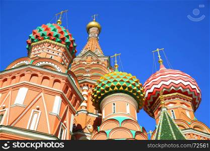 Domes of St. Basil cathedral in Moscow, Russia