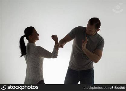 domestic violence, people and abuse concept - angry couple having fight. angry couple having fight