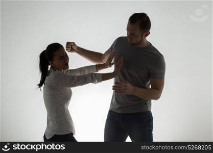 domestic violence, people and abuse concept - angry couple having fight. angry couple having fight