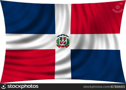 Dominican Republic national official flag. Patriotic symbol, banner, element, background. Correct colors. Flag of Dominican Republic waving, isolated on white, 3d illustration