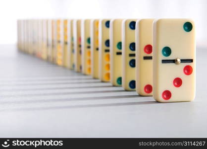 Domino effect with many pieces