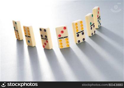 Domino effect with many pieces