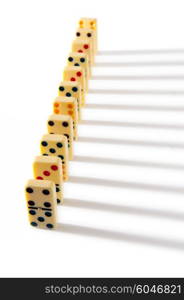 Domino effect with many pieces