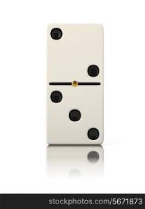 Domino game bone close up isolated on white