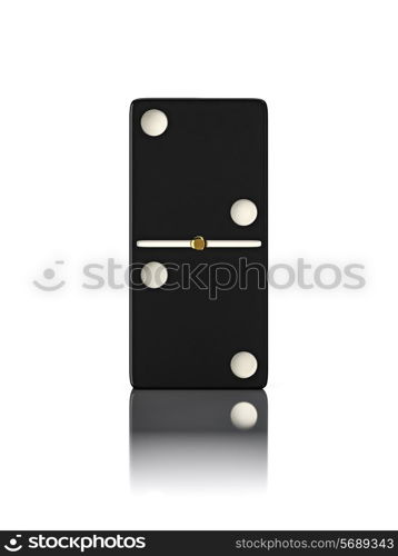 Domino game bone close up isolated on white