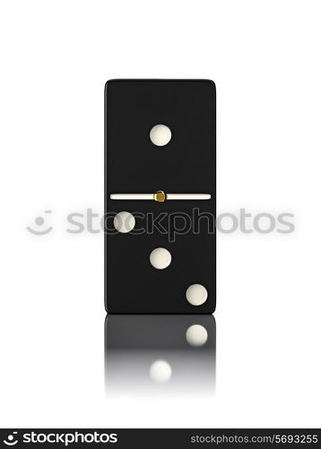 Domino game bone close up isolated on white