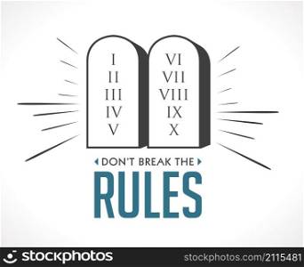 Don't break the rules icon - Gods law concept - The 10 Commandments