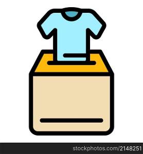 Donation clothes box icon. Outline donation clothes box vector icon color flat isolated. Donation clothes box icon color outline vector