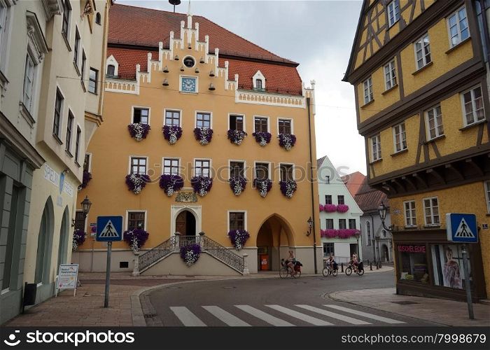 DONAUWORTH, GERMANY - 1 SEPTEMBER 2015 Town Hall and main street