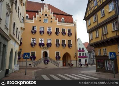 DONAUWORTH, GERMANY - 1 SEPTEMBER 2015 Town Hall and main street