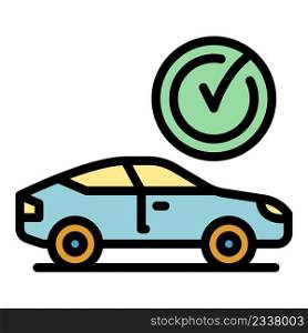 Done car icon. Outline done car vector icon color flat isolated. Done car icon color outline vector