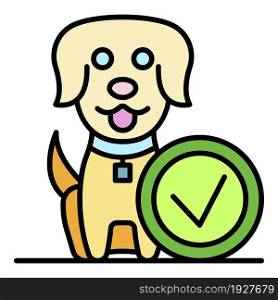 Done happy dog icon. Outline done happy dog vector icon color flat isolated. Done happy dog icon color outline vector