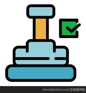 Done stamp con. Outline done stamp vector icon color flat isolated. Done stamp icon color outline vector