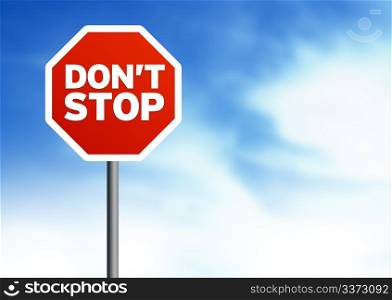 Dont Stop Road Signs on Cloud Background