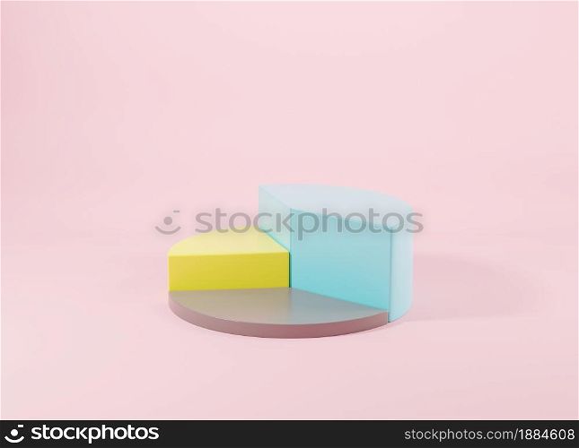 Donut chart graph growth diagram Infographics elements analysis on pink background, Business info empty circle graphics pie donut table, finance web design template, 3D rendering illustration