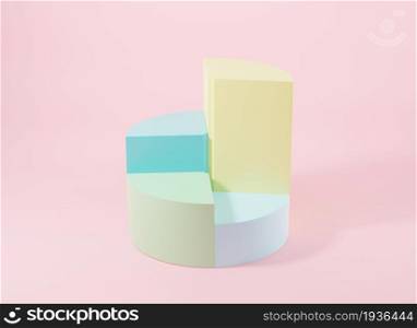 Donut chart graph growth diagram Infographics elements analysis on pink background, Business info empty circle graphics pie donut table, finance web design template, 3D rendering illustration