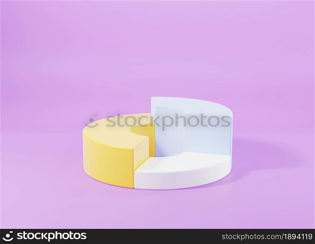 Donut chart graph growth diagram Infographics elements analysis on purple background, Business info empty circle graphics pie donut table, finance web design template, 3D rendering illustration