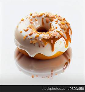 Donut on the White Background. Illustration AI Generative 