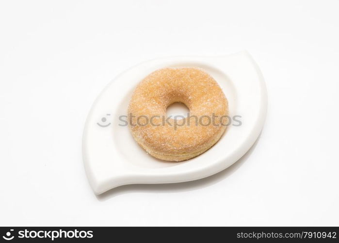 donuts on a plate on a white background