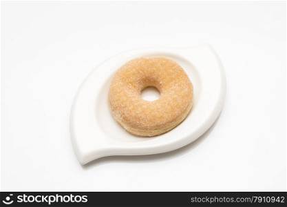 donuts on a plate on a white background