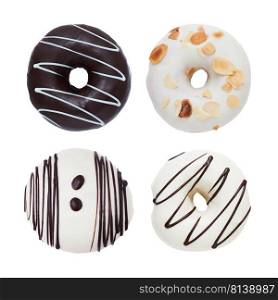 Donuts Set Isolated on White. Different type of donuts. 