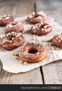 Donuts sprinkled with crushed nuts