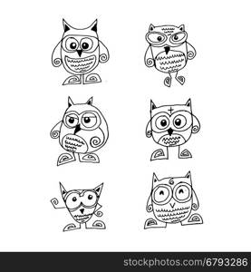 doodle cute owl icon illustration design