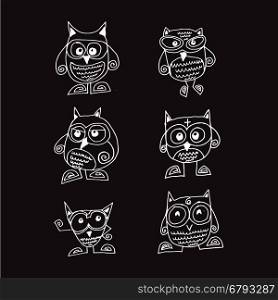 doodle cute owl icon illustration design
