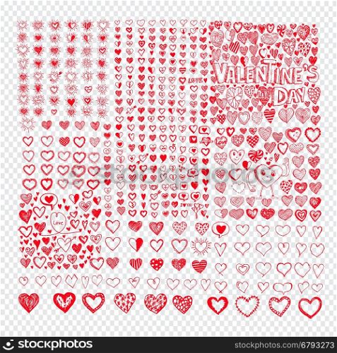 Doodle Hearts icon set Hand drawn Illustration design