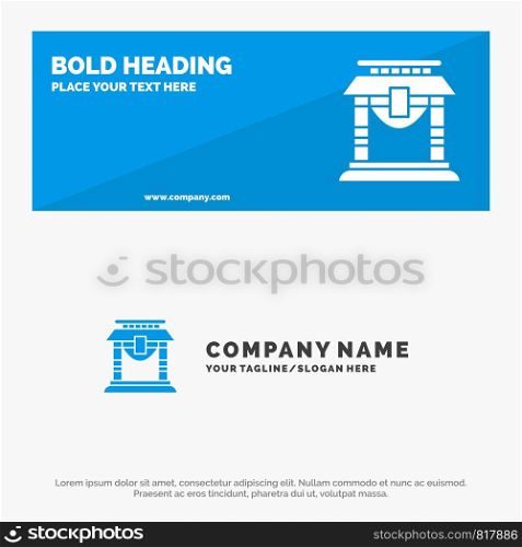 Door, Bridge, China, Chinese SOlid Icon Website Banner and Business Logo Template