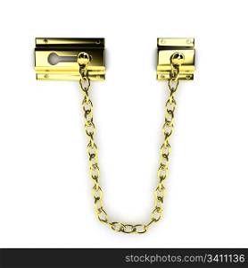 Door chain over white background. computer generated image