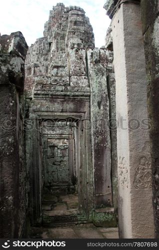 door inside temple Bayon, Angkor, Cambodia