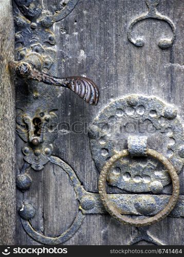 Door knocker church Zinna. Door knocker on a door of the monastery church, Kloster Zinna, Germany