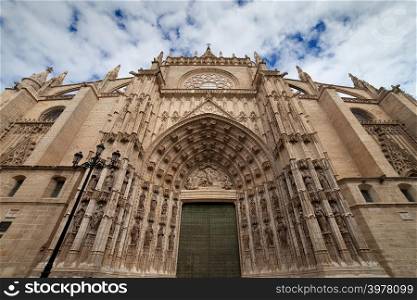 Door of Assumption (Spanish: Puerta de la Asuncion) of the Sevilla Cathedral (Spanish: Catedral de Santa Maria de la Sede) in Spain, main portal of the west facade.