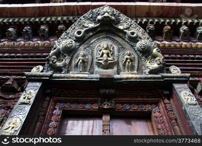Door of temple Changu Narayan near Bhaktapur, Nepal