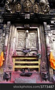 Door of temple Changu Narayan near Bhaktapur, Nepal