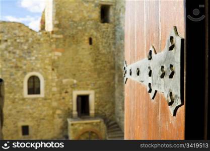 Door open in an old castle